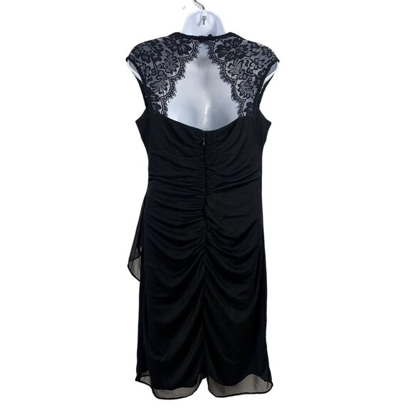 Scarlett Nite Black Lace Back Cocktail Dress With Ruched Detail And Draped Front - Picture 5 of 12